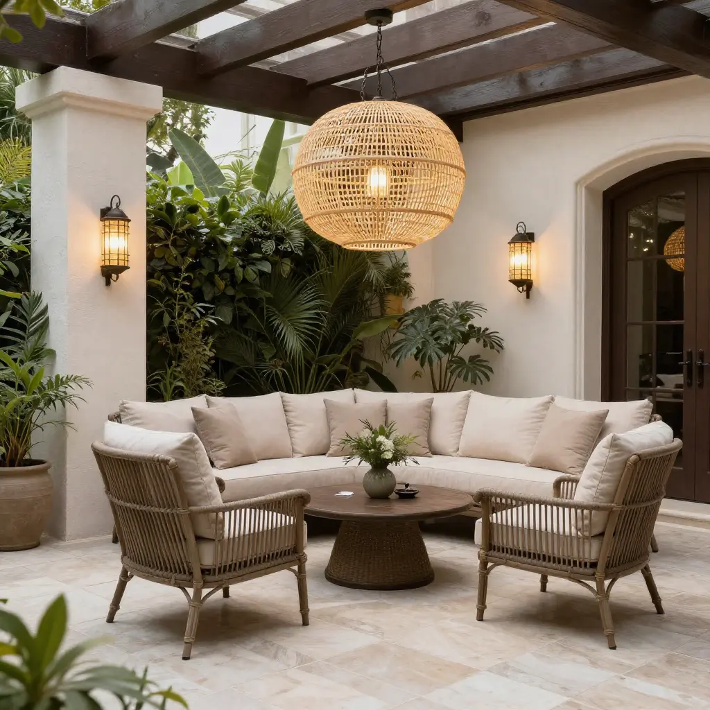 Elegant outdoor patio with decorative elements